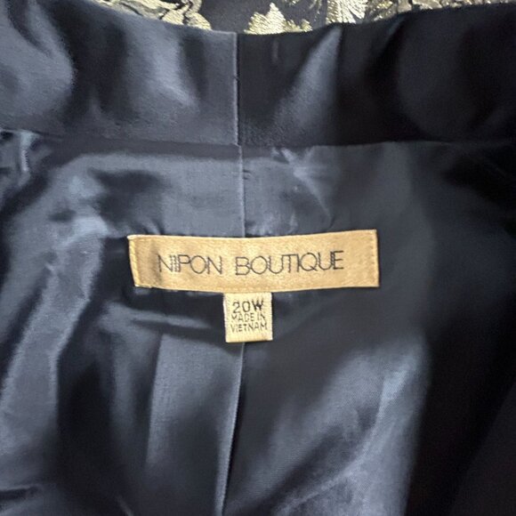 Nipon Boutique Womens Blazer Black Gold Floral Brocade Shawl Collar Size 20W - Picture 3 of 9